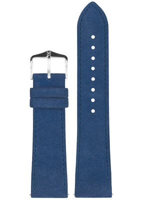 Leder-Uhrenarmband Hirsch Osiris Nubuk M 03433180-2, blau, Kalbsleder, Länge M, Quick Release
