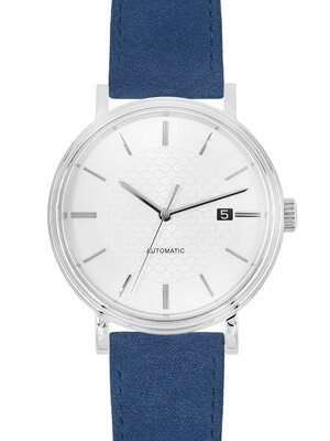 Leder-Uhrenarmband Hirsch Osiris Nubuk M 03433180-2, blau, Kalbsleder, Länge M, Quick Release
