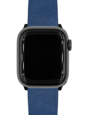 Leder-Uhrenarmband Hirsch Osiris Nubuk M 03433180-2, blau, Kalbsleder, Länge M, Quick Release