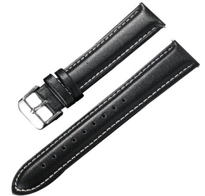 Schwarzes Lederarmband Ricardo Cagli mit weißen Nähten