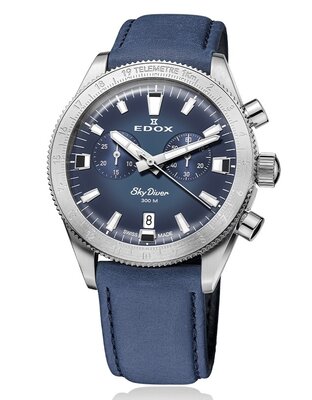 Edox SkyDiver Chronograph Quartz 10116-3-buidn Limited Edition 1000pcs ( + Ersatz-Uhrenarmband )