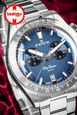 Edox SkyDiver Chronograph Quartz 10116-3-buidn Limited Edition 1000pcs ( + Ersatz-Uhrenarmband )