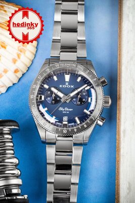 Edox SkyDiver Chronograph Quartz 10116-3-buidn Limited Edition 1000pcs ( + Ersatz-Uhrenarmband )