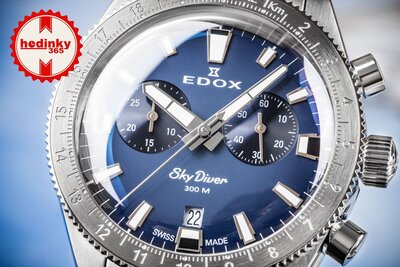 Edox SkyDiver Chronograph Quartz 10116-3-buidn Limited Edition 1000pcs ( + Ersatz-Uhrenarmband )