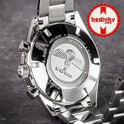 Edox SkyDiver Chronograph Quartz 10116-3-buidn Limited Edition 1000pcs ( + Ersatz-Uhrenarmband )
