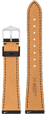 Leder-Uhrenarmband Hirsch Giffone L 01875050-2, schwarz, Kalbsleder, Länge L, Quick Release