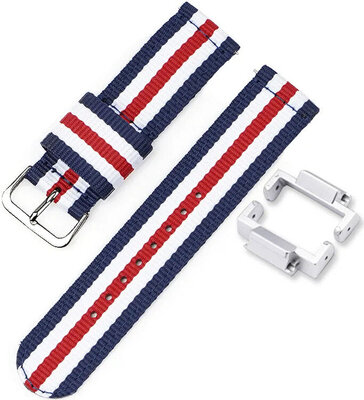 Armband für Casio G-Shock, NATO, Textil, rot-blau-weiss, silberne Schliesse (GA-2100/GA-2110, DW-5600, GW-6900) mit Adapter