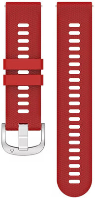 Schnellverschluss-Armband 18mm, Silikon, rot, silberne Schnalle (Garmin Venu 2S, Vívoactive 4S, Forerunner 265S, Venu 3S, etc.)