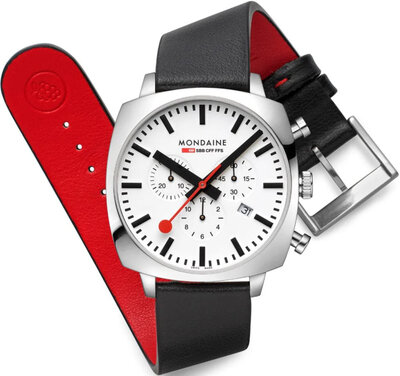 Mondaine Grand Cushion Quartz MSL.41410.LBV.SET (+ Ersatz-Uhrenarmband)