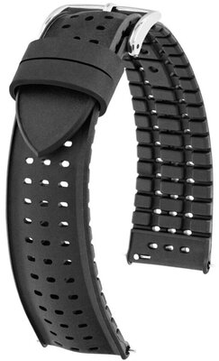 Kautschuk-Uhrenarmband Hirsch NYAD L 0925099050-2, schwarz, Naturkautschuk, Länge L, Quick Release