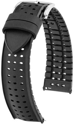 Kautschuk-Uhrenarmband Hirsch NYAD M 0925099150-2, schwarz, Naturkautschuk, Länge M, Quick Release