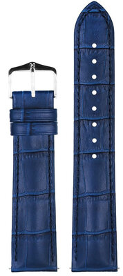 Leder-Uhrenarmband Hirsch Duke S 01028380-2, blau, Kalbsleder, Länge S, Quick Release