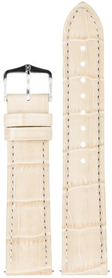 Leder-Uhrenarmband Hirsch Duke S 01028390-1, beige, Kalbsleder, Länge S, Quick Release