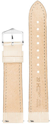Leder-Uhrenarmband Hirsch Duke S 01028390-1, beige, Kalbsleder, Länge S, Quick Release