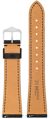 Leder-Uhrenarmband Hirsch Giffone M 01875150-2, schwarz, Kalbsleder, Länge M, Quick Release
