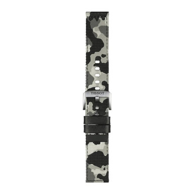 Textil-Uhrenarmband Tissot T852.046.771 22mm, grau/camouflage, Quick Release