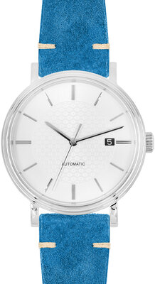 Leder-Uhrenarmband Hirsch Serro L 05564080-2, blau, Wildleder, Limited Edition, Länge L, Quick Release