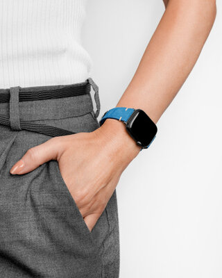 Leder-Uhrenarmband Hirsch Serro L 05564080-2, blau, Wildleder, Limited Edition, Länge L, Quick Release