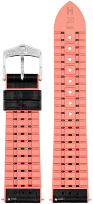 Leder-Uhrenarmband Hirsch Andy M 0922328150-2, schwarz, Kalbsleder/Naturkautschuk, Länge M, Quick Release