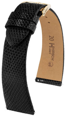 Lederband Hirsch Lizard M 01866150-1, schwarz, Eidechsenleder