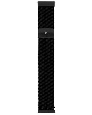 Edelstahlarmband Hirsch Milanaise L 30161450-5, schwarz, magnetisch, Länge L, Quick Release