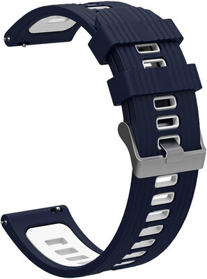 Ricardo Silikonarmband 22mm (für Garmin Venu, Forerunner 255, Vívoactive 4, etc.), blau und weiß V1, Quick Release