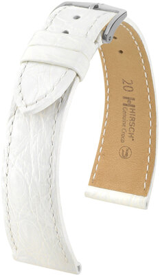 Lederband Hirsch Genuine Croco 18900800-2, Weiß, Krokodilhaut, Quick Release