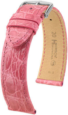 Lederband Hirsch Genuine Croco 18900825-2, Rosa, Krokodilhaut, Quick Release