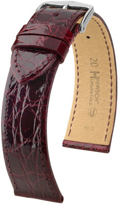 Lederband Hirsch Genuine Croco 18900860-2, Rot, Krokodilhaut, Quick Release