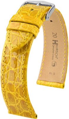 Lederband Hirsch Genuine Croco 18900872-2, Gelb, Krokodilhaut, Quick Release