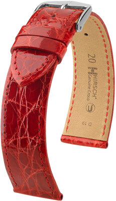 Lederband Hirsch Genuine Croco L 18920820-2, rot, Krokodilleder, Länge L, Quick Release
