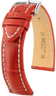 Lederband Hirsch Capitano L 04807029-2, rot, Alligatorleder, Länge L, Quick Release