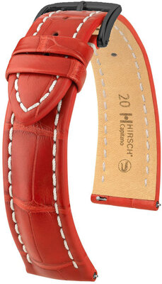 Lederband Hirsch Capitano L 04807029-5, rot, Alligatorleder, Länge L, Quick Release