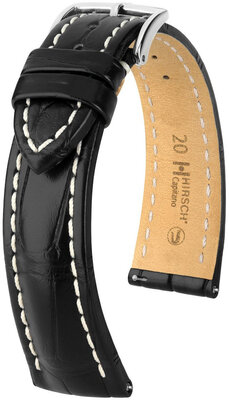 Lederband Hirsch Capitano L 04807059-2, schwarz, Alligatorleder, Länge L, Quick Release