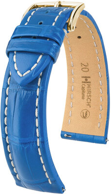 Lederband Hirsch Capitano L 04807085-1, blau, Alligatorleder, Länge L, Quick Release