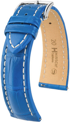 Lederband Hirsch Capitano L 04807085-2, blau, Alligatorleder, Länge L, Quick Release