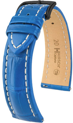 Lederband Hirsch Capitano L 04807085-5, blau, Alligatorleder, Länge L, Quick Release