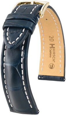 Lederband Hirsch Capitano L 04807089-1, blau, Alligatorleder, Länge L, Quick Release