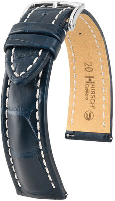 Lederband Hirsch Capitano L 04807089-2, blau, Alligatorleder, Länge L, Quick Release