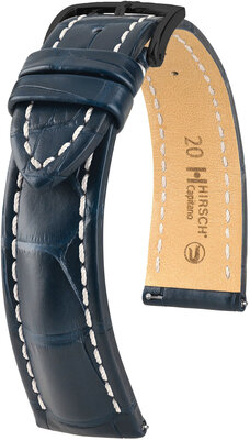 Lederband Hirsch Capitano L 04807089-5, blau, Alligatorleder, Länge L, Quick Release