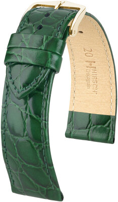 Lederband Hirsch Crocograin 12302840NQ-1, Grün, Kalb