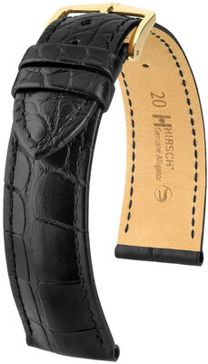 Lederband Hirsch Echtes Alligatorleder L 10220759NQ-1, schwarz, Alligatorleder, Länge L
