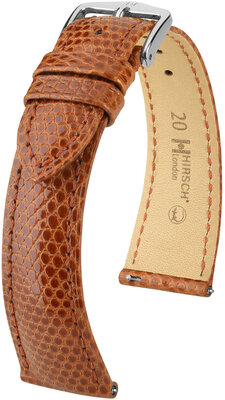 Lederband Hirsch London 04366170-2, Braun, Eidechsenhaut, Quick Release