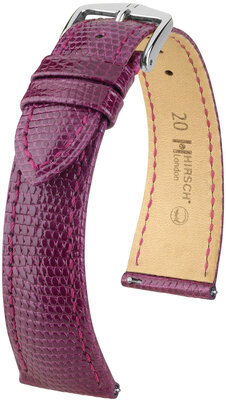 Lederband Hirsch London 04366187-2, lila, Eidechsenhaut, Quick Release