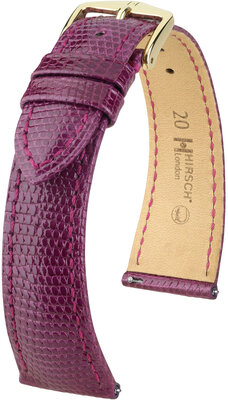 Lederband Hirsch London 04366187-7, lila, Eidechsenhaut, Quick Release
