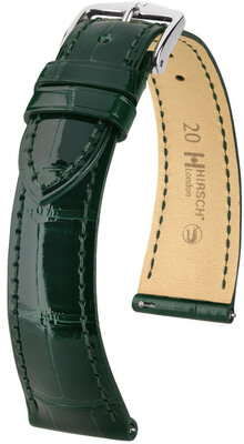 Lederband Hirsch London 04307141-2, Grün, Alligatorenhaut, Quick Release
