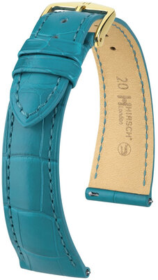 Lederband Hirsch London 04307183-7, Blau, Alligatorenhaut, Quick Release