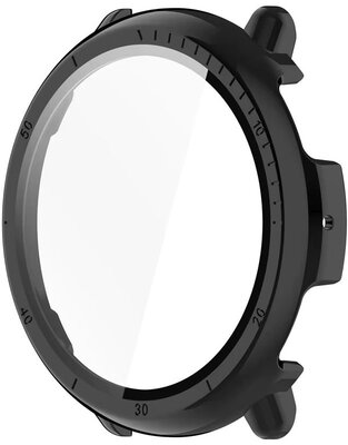 Schutzhülle (pro Amazfit Active 2, round), Kunststoff, schwarz + Glas