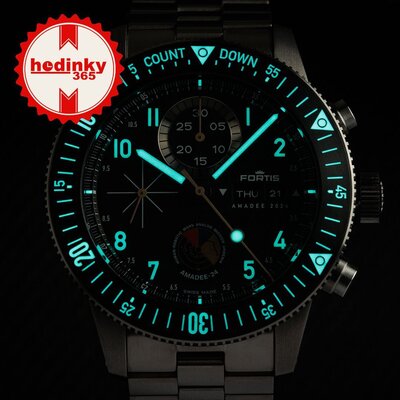 Fortis Novonaut N-42 Automatic Chronograph Amadee-24 F2040016 Limited Edition 100pcs (+ Ersatz-Uhrenarmband)