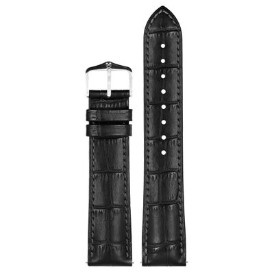 Leder-Uhrenarmband Hirsch Duke S 01028350-2, schwarz, Kalbsleder, Länge S, Quick Release
